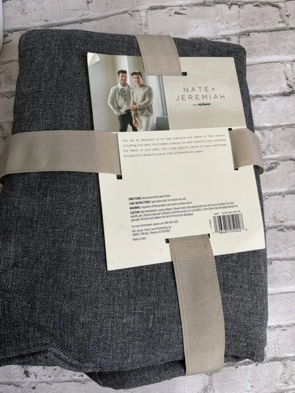 Nate + Jeremiah Grey Linen Dog Crate Cover 24” NWT